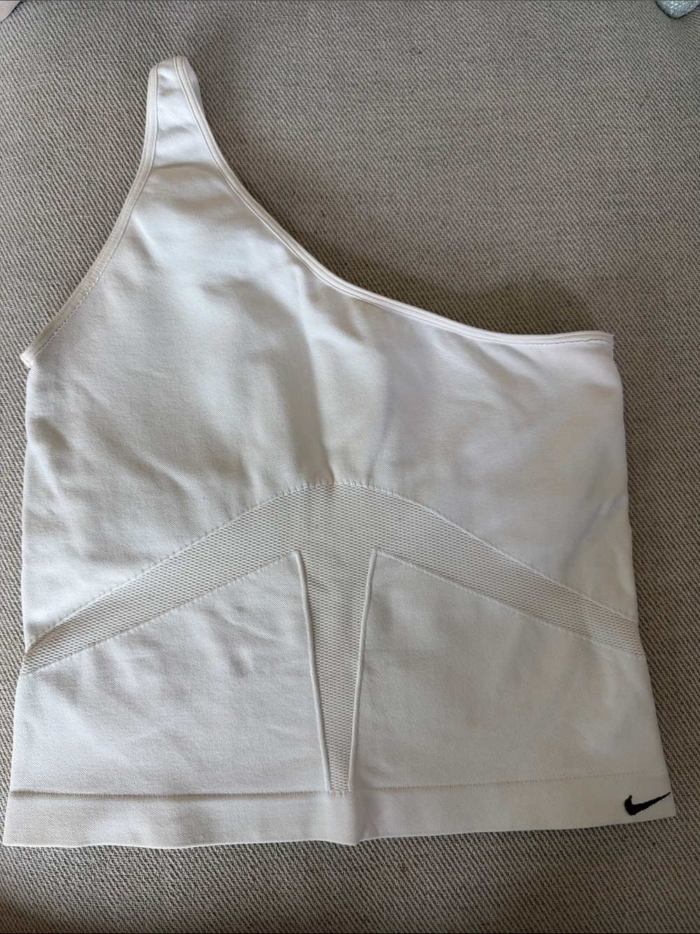 Nike Asymmetrical White One-Shoulder Athletic Tank  S/M